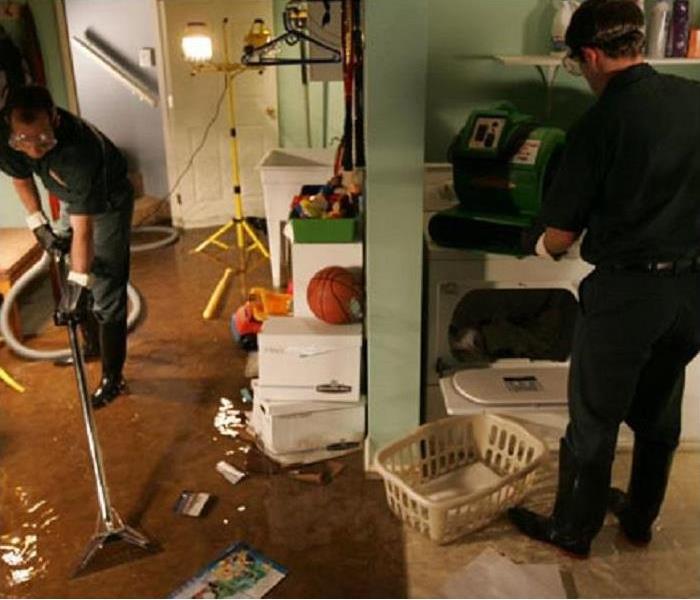 A laundry room water loss in a finished basement